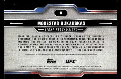 2025 Topps Chrome UFC #8 Modestas Bukauskas - UFC/MMA Card Single