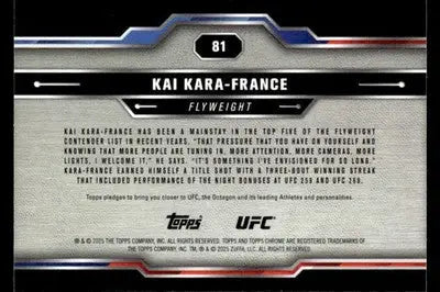 2025 Topps Chrome UFC #81 Kai Kara-France - UFC/MMA Card Single