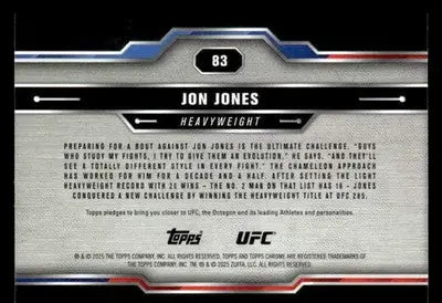 2025 Topps Chrome UFC #83 Jon Jones - UFC/MMA Card Single