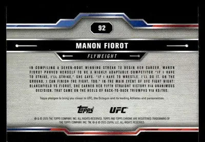 2025 Topps Chrome UFC #92 Manon Fiorot - UFC/MMA Card Single