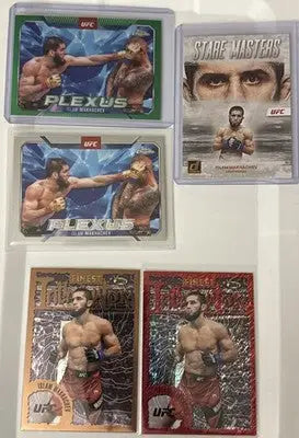 2025 Topps Chrome UFC Plexus Green Refractor Islam Makhachev /99 (5 Card Lot) - UFC/MMA Card Single