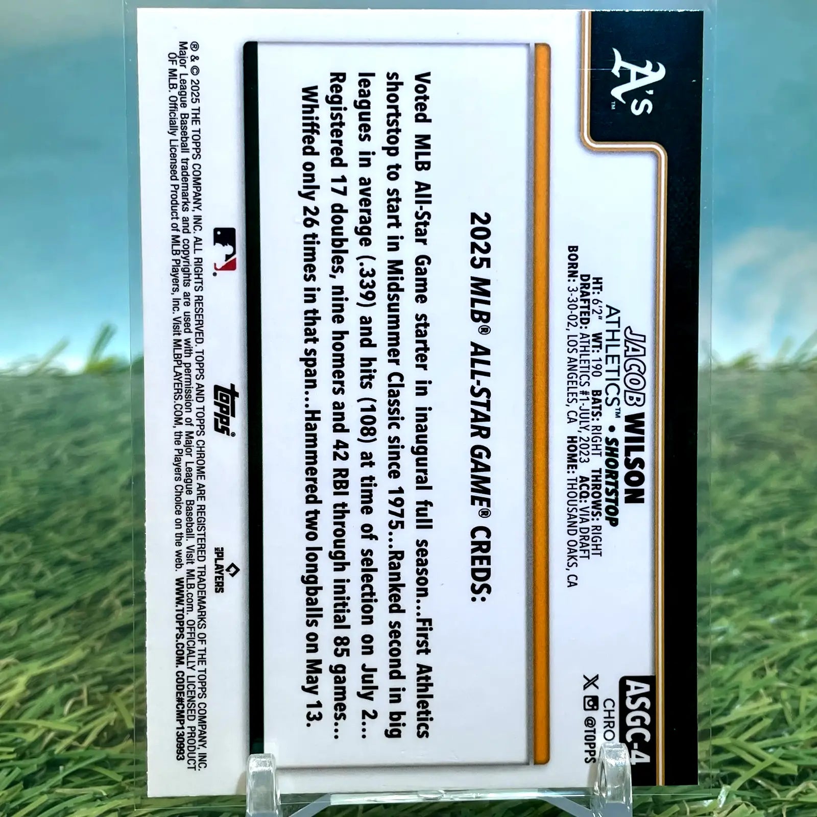 2025 Topps Chrome Update All Star Game Jacob Wilson #ASGC-4 Refractor (RC) - Baseball Card Single