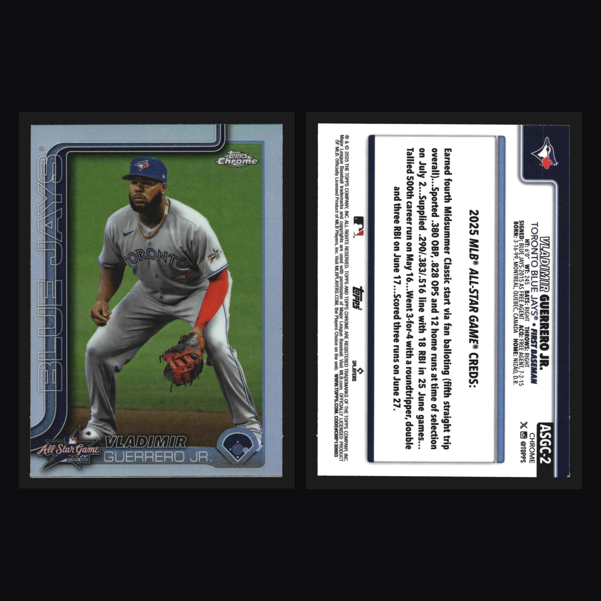 2025 Topps Chrome Update #ASGC-2 Vladimir Guerrero Jr Refractor All-Star