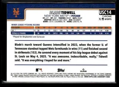 2025 Topps Chrome Update Blade Tidwell #USC14 RC New York Mets