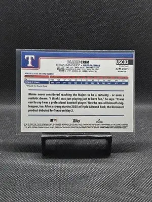 2025 Topps Chrome Update Blaine Crim Refractor #USC83 Rangers RC - Baseball Card Single