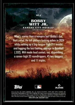 2025 Topps Chrome Update Bobby Witt Jr. #NT-4 Night Terrors Kansas City Royals