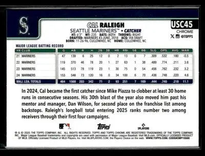 2025 Topps Chrome Update Cal Raleigh #USC45b Seattle Mariners