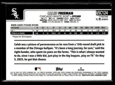 2025 Topps Chrome Update Caleb Freeman #USC124 RC Chicago White Sox