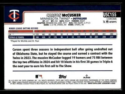 2025 Topps Chrome Update Carson McCusker #USC155 RC Minnesota Twins