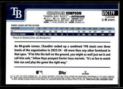 2025 Topps Chrome Update Chandler Simpson #USC179 RC Tampa Bay Rays