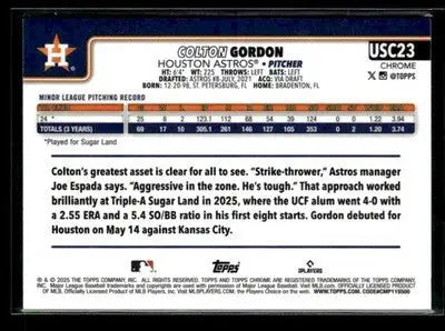 2025 Topps Chrome Update Colton Gordon #USC23 RC Houston Astros