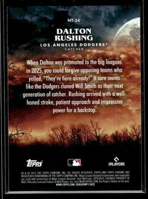 2025 Topps Chrome Update Dalton Rushing #NT-24 Night Terrors Los Angeles Dodgers