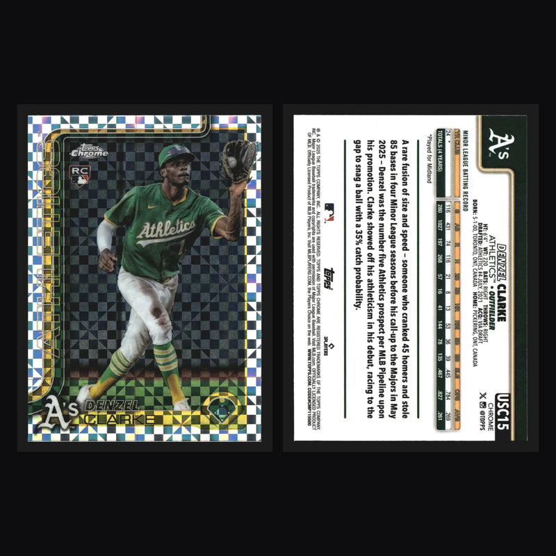 2025 Topps Chrome Update Denzel Clarke #USC15 X-Fractor RC Athletics - Baseball Card Single