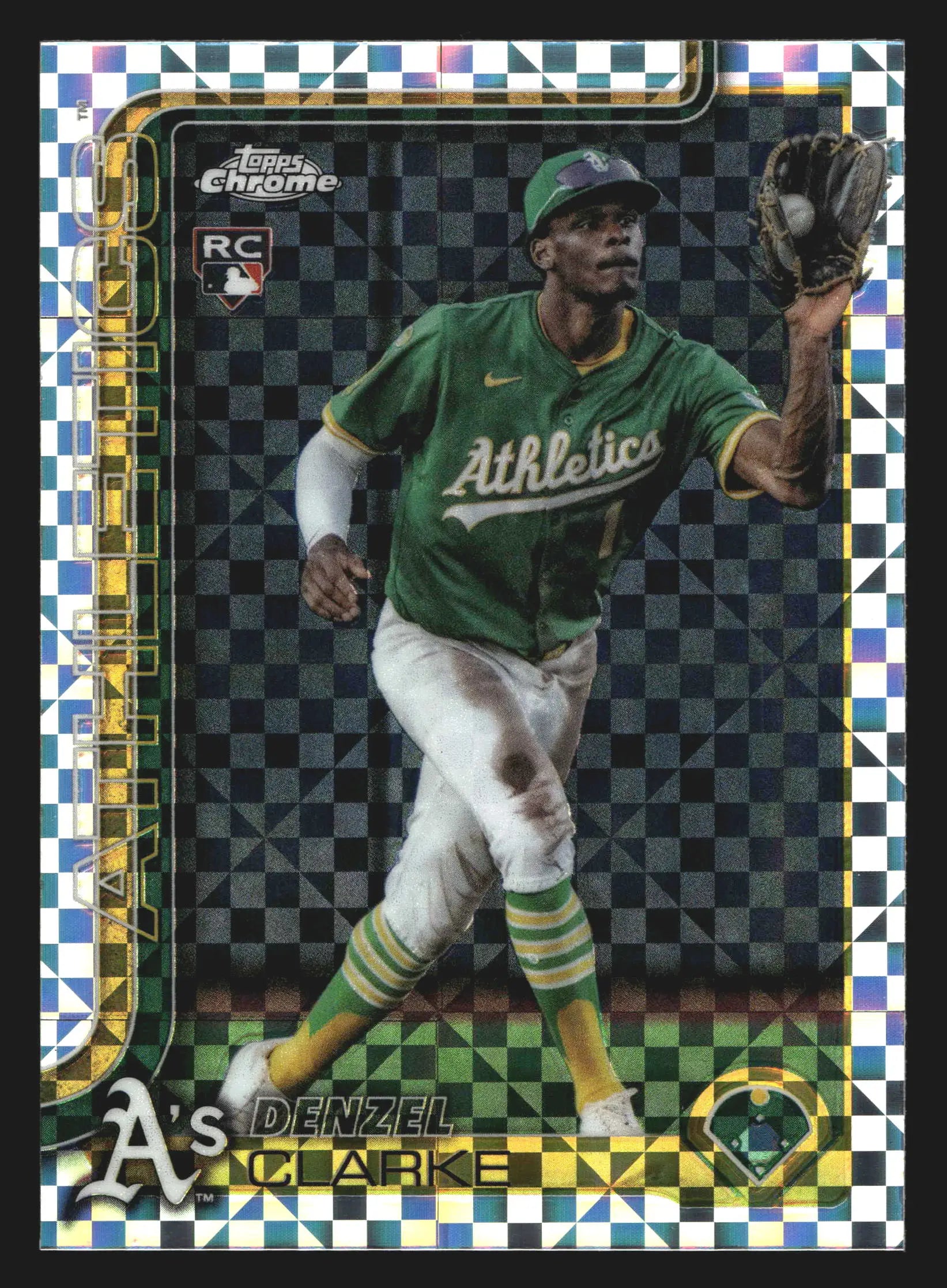 2025 Topps Chrome Update Denzel Clarke #USC15 X-Fractor RC Athletics - Baseball Card Single