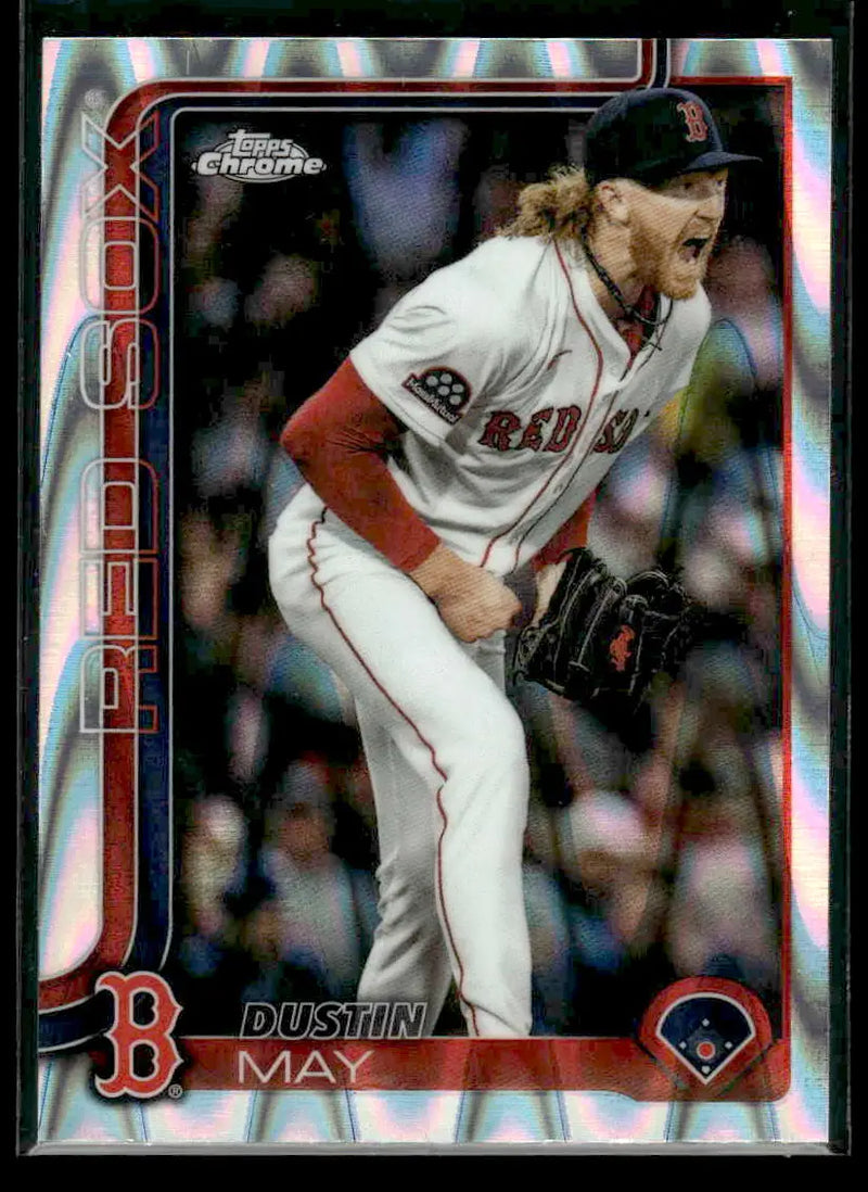 2025 Topps Chrome Update Dustin May #USC80b RayWave Refractor Boston Red Sox