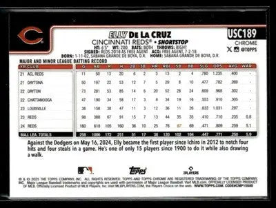 2025 Topps Chrome Update Elly De La Cruz #USC189 Cincinnati Reds