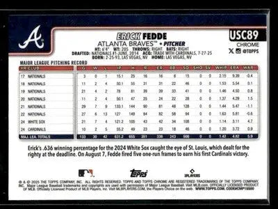 2025 Topps Chrome Update Erick Fedde #USC89 Green Wave Refr SN #/99 Braves