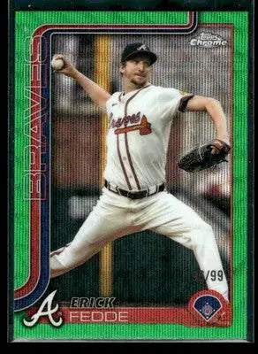 2025 Topps Chrome Update Erick Fedde #USC89 Green Wave Refr SN #/99 Braves