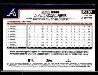 2025 Topps Chrome Update Erick Fedde #USC89 X-Fractors Atlanta Braves
