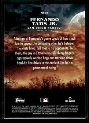 2025 Topps Chrome Update Fernando Tatis Jr. #NT-21 Night Terrors SD Padres