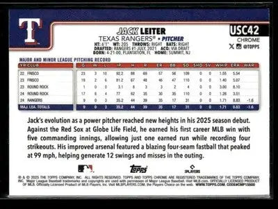 2025 Topps Chrome Update Jack Leiter #USC42 Texas Rangers