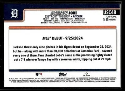 2025 Topps Chrome Update Jackson Jobe #USC48 RayWave Refractor RC Detroit Tigers