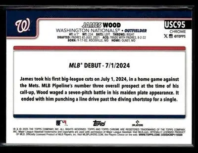 2025 Topps Chrome Update James Wood #USC95 RC Washington Nationals