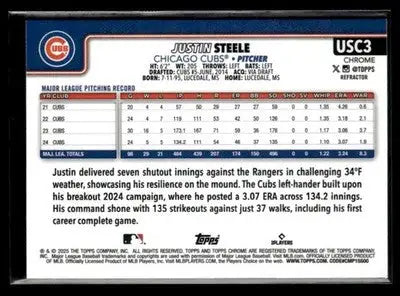 2025 Topps Chrome Update Justin Steele #USC3 Refractors Chicago Cubs