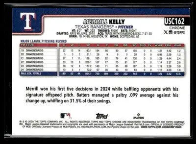 2025 Topps Chrome Update Merrill Kelly #USC162 X-Fractors Texas Rangers - Baseball Card Single