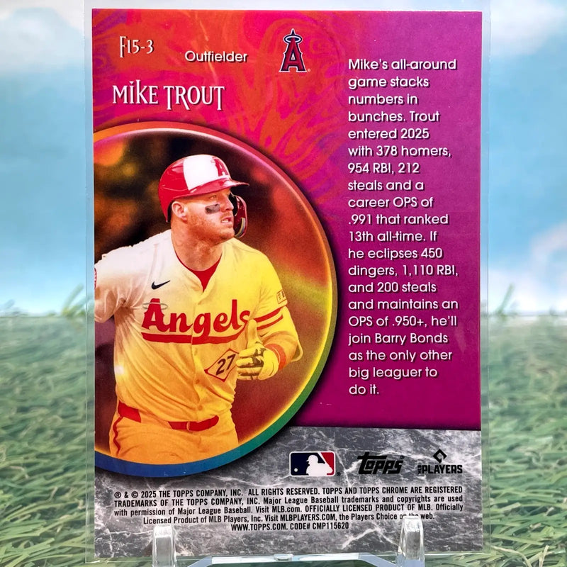 2025 Topps Chrome Update Mike Trout Fortune 15 #F15-3 LA Angels KM34 - Baseball Card Single