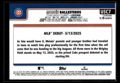 2025 Topps Chrome Update Moisés Ballesteros #USC7 RC Chicago Cubs