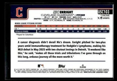 2025 Topps Chrome Update Nic Enright #USC103 RC Cleveland Guardians