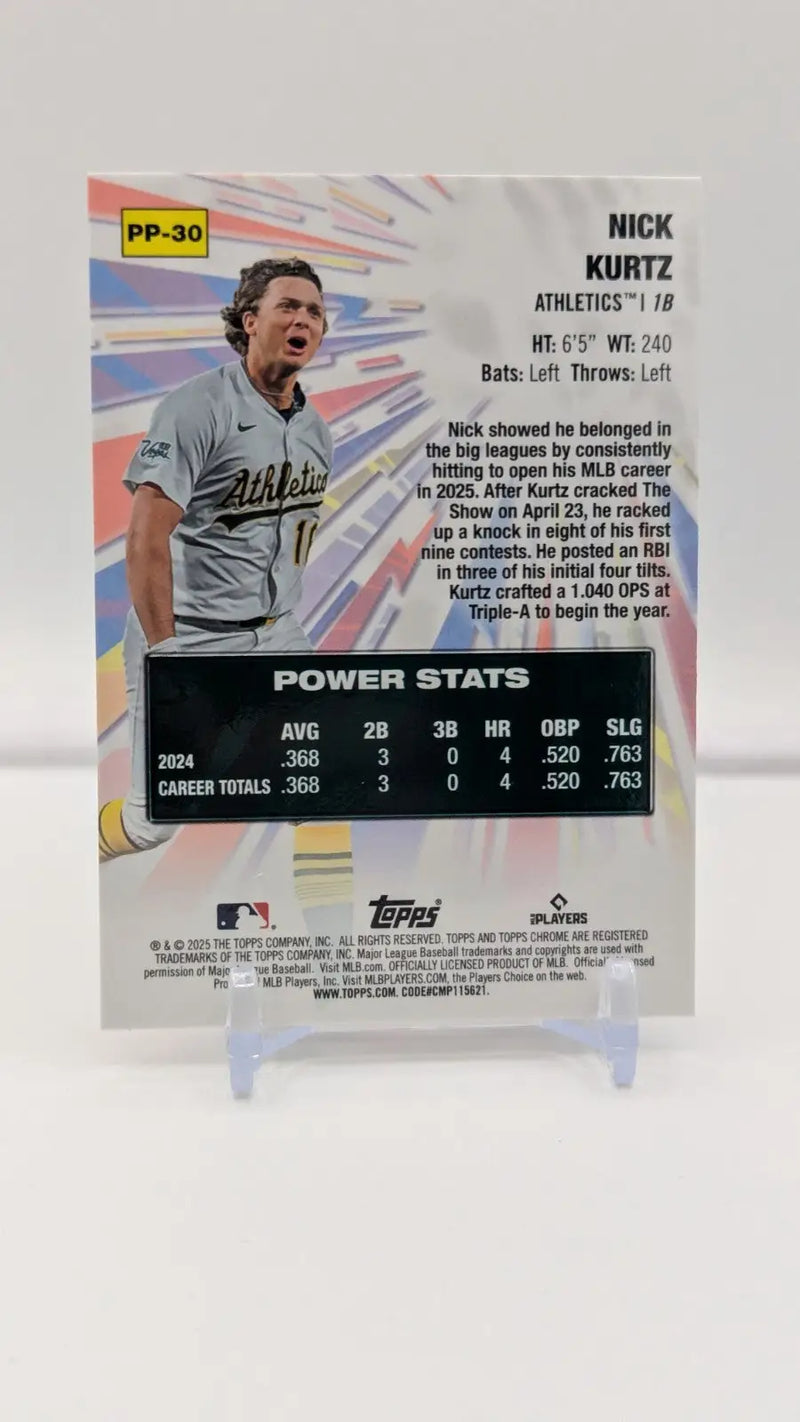 2025 Topps Chrome Update Nick Kurtz RC Power Players #PP-30 Athletics - Baseball Card Single