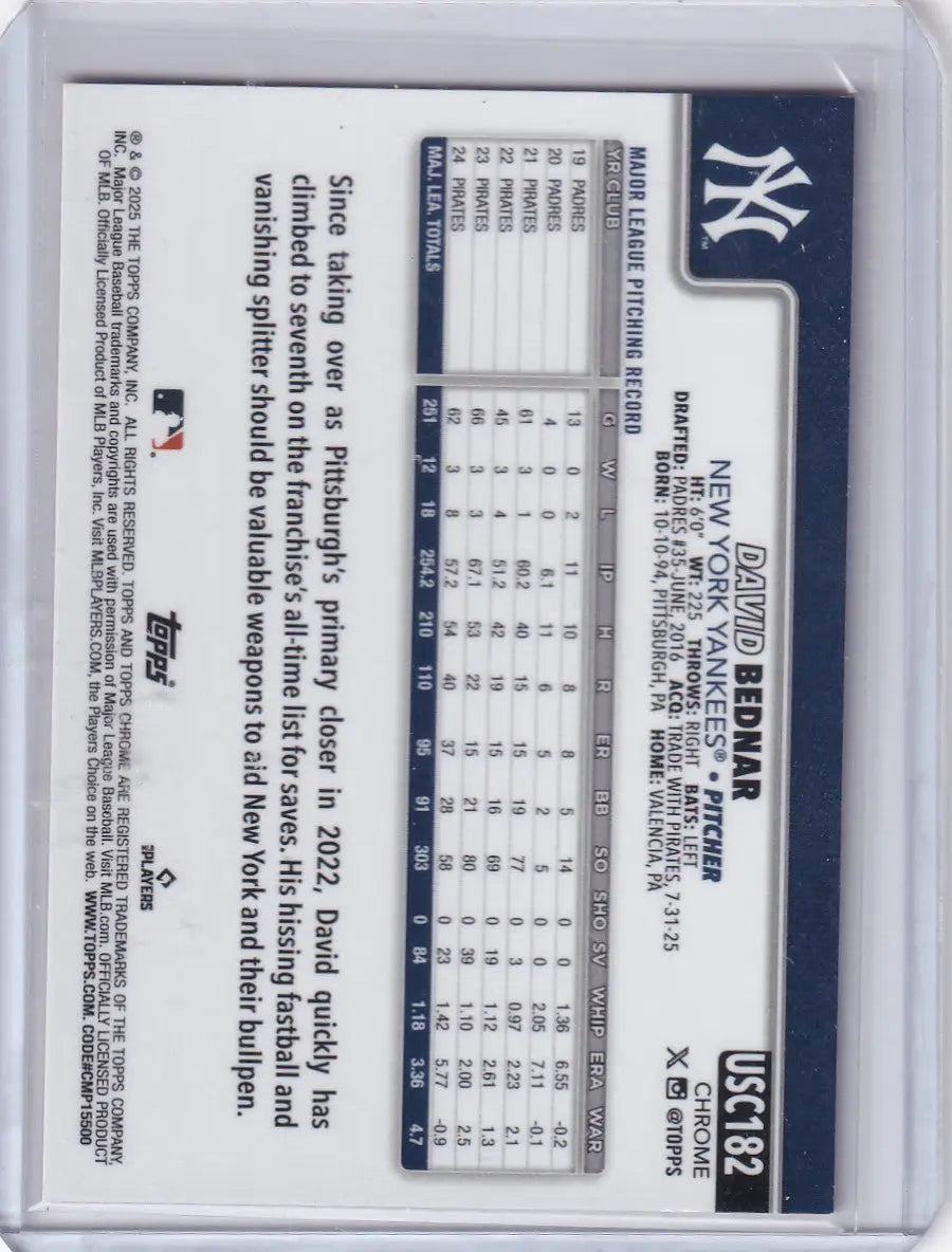 2025 Topps Chrome Update Orange Wave 2/25 #USC182 David Bednar - Yankees - Baseball Card Single