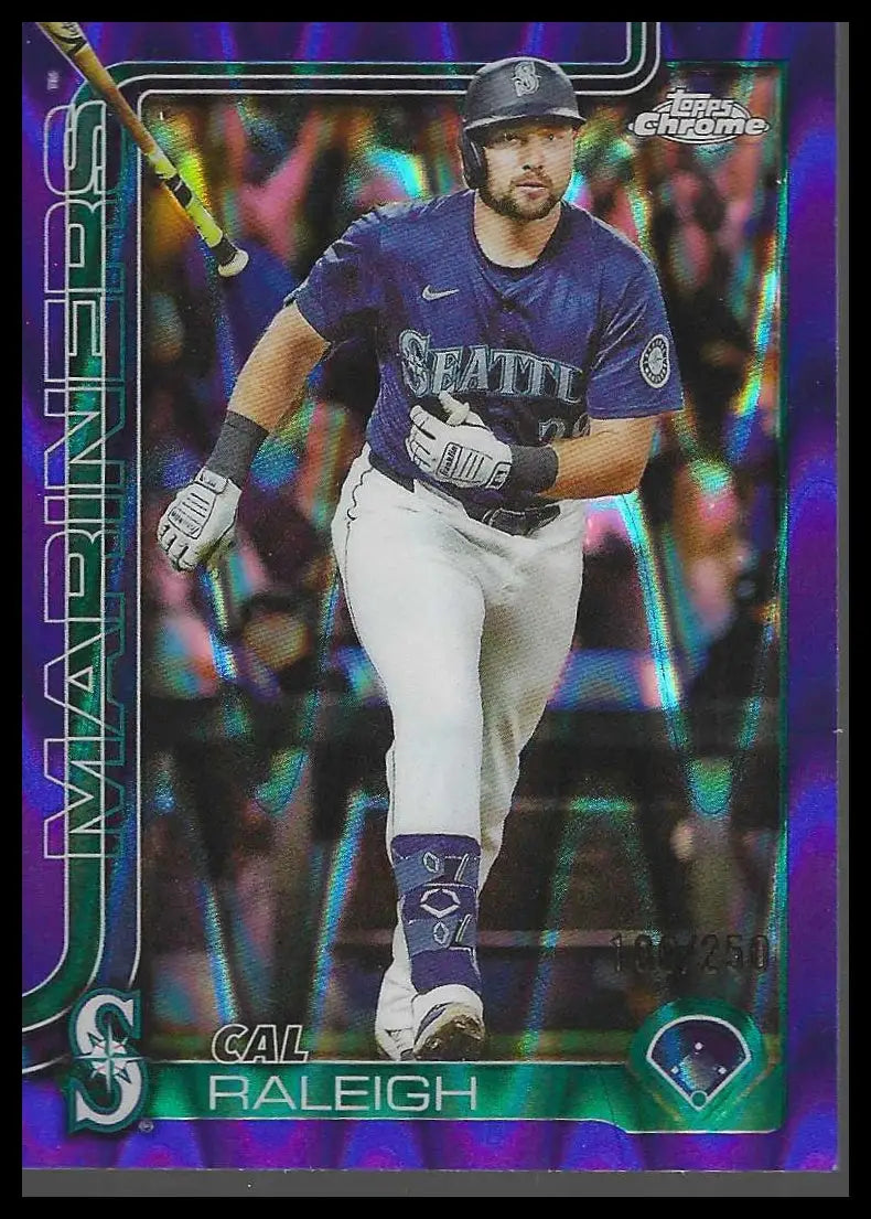 2025 Topps Chrome Update Purple RayWave Refractors #USC45b Cal Raleigh #130/250