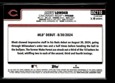 2025 Topps Chrome Update Rhett Lowder #USC110 X-Fractors RC Cincinnati Reds
