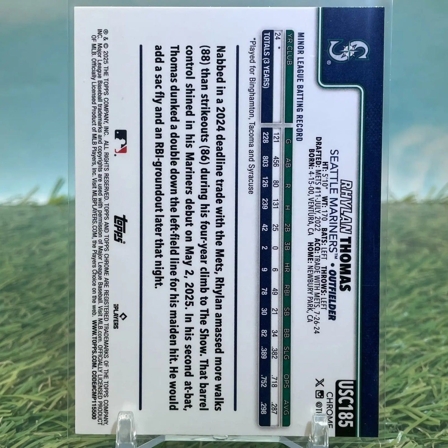 2025 Topps Chrome Update Rhylan Thomas RC Aqua Wave #d/199 - Baseball Card Single