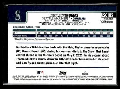 2025 Topps Chrome Update Rhylan Thomas #USC185 Prism Refractors RC Mariners
