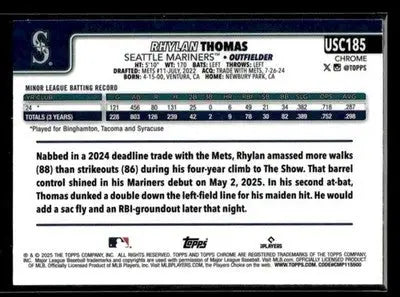 2025 Topps Chrome Update Rhylan Thomas #USC185 RC Seattle Mariners