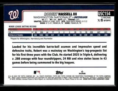 2025 Topps Chrome Update Robert Hassell III #USC154 RC Washington Nationals