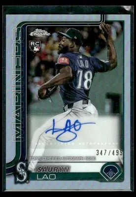 2025 Topps Chrome Update Sauryn Lao #AC-SL Auto Refr #/499 Mariners