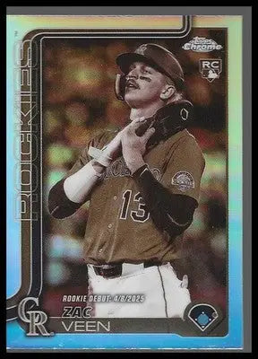2025 Topps Chrome Update Sepia Refractors #USC186 Zac Veen - Baseball Card Single