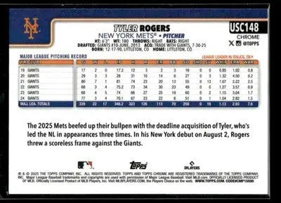 2025 Topps Chrome Update Tyler Rogers #USC148 New York Mets