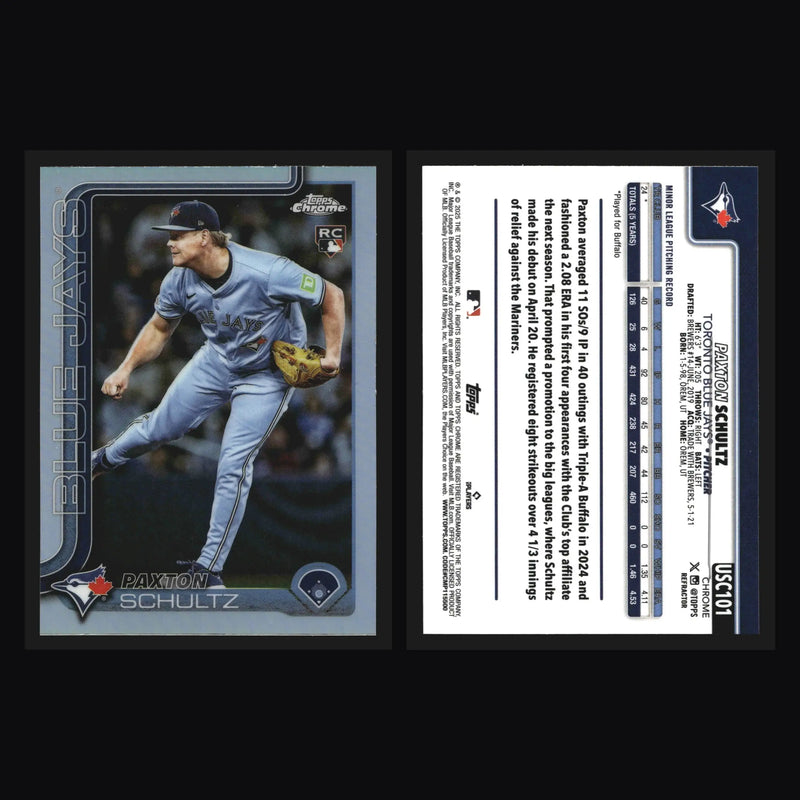 2025 Topps Chrome Update #USC101 Paxton Schultz Refractor RC Blue Jays
