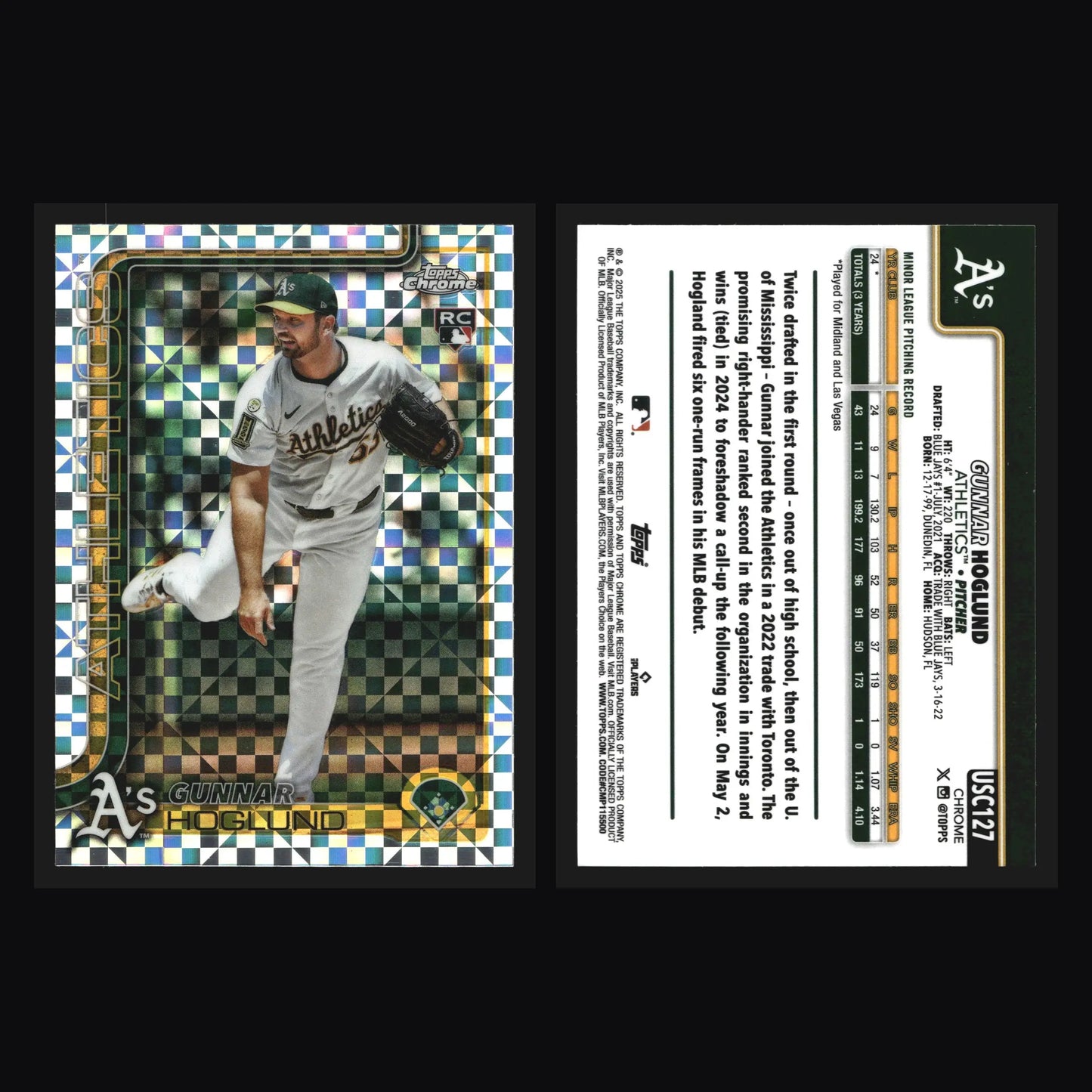 2025 Topps Chrome Update #USC127 Gunnar Hoglund X-Fractor RC - Baseball Card Single