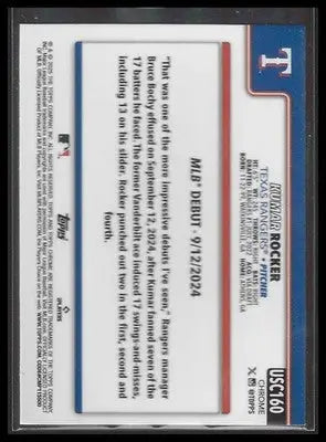 2025 Topps Chrome Update #USC160 Kumar Rocker Texas Rangers
