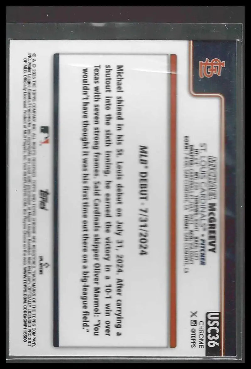 2025 Topps Chrome Update #USC49 Mick Abel Rookie - Baseball Card Single