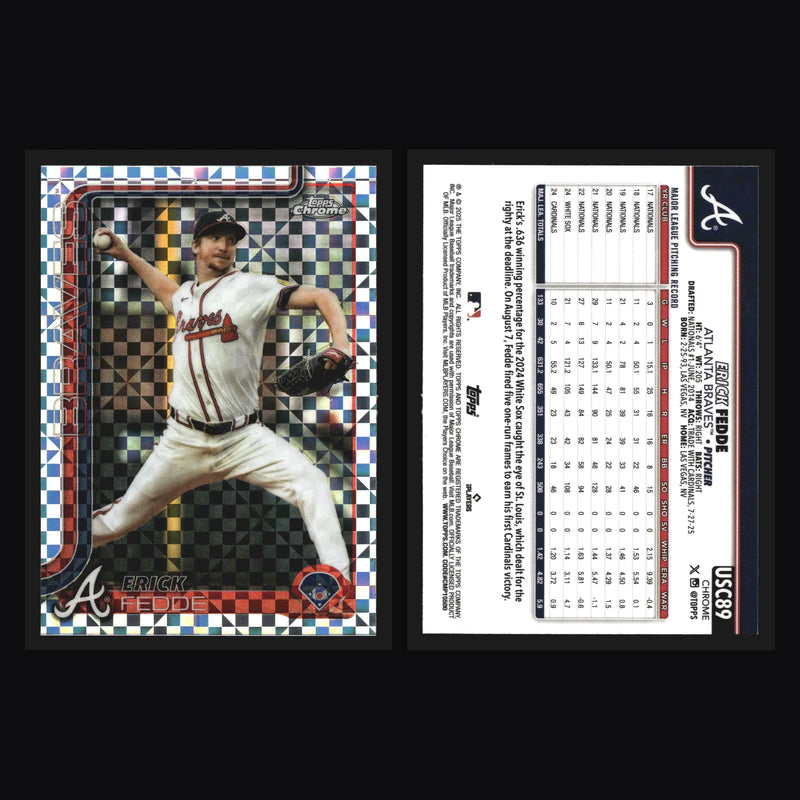 2025 Topps Chrome Update #USC89 Erick Fedde X-Fractor Atlanta Braves