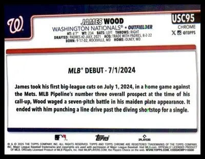 2025 Topps Chrome Update #USC95 James Wood - Baseball Card Single