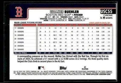 2025 Topps Chrome Update Walker Buehler #USC55 X-Fractors Boston Red Sox